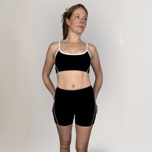 Stripped Activewear Shorts - Black